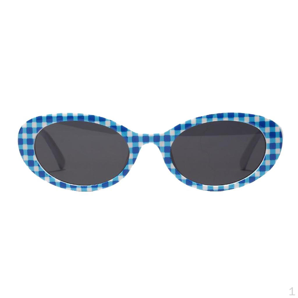 Ретро Овальные Солнцезащитные Очки Влияние Толстые Линзы Plaid