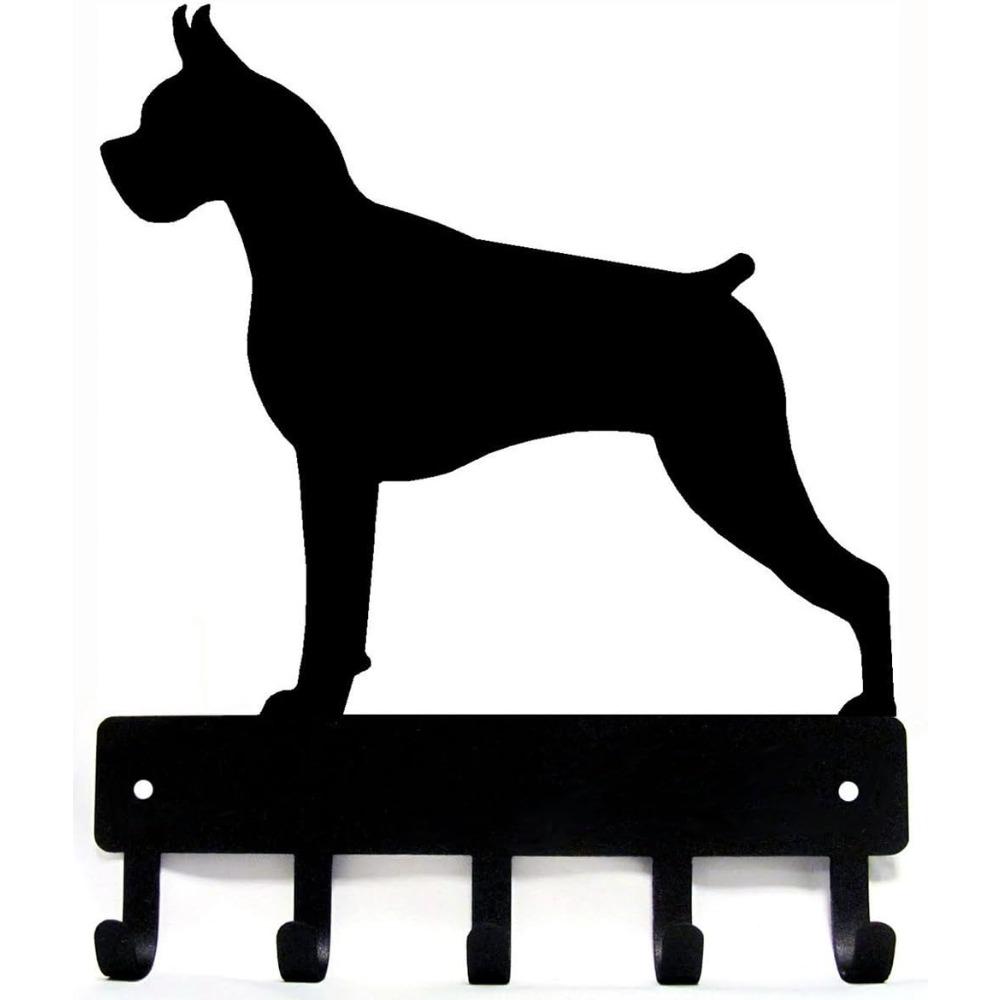 Железный настенный крючок Держатель для ключей Дизайн с собакой-боксером Декор для прихожей дома чёрный