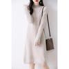 Women's High Neck Knitted Wool Dress - Slimming and Warm for Autumn/Winter