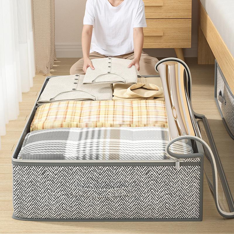 Under Bed Quilt Storage Bag Large Capacity Clothes Dustproof Storage Box Wardrobe Organizer Save Space Underbed Quilt Organizer