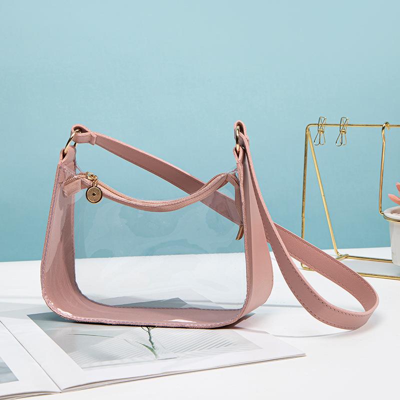 Transparente Reißverschluss Achseltaschen Wasserdichte Umhängetasche Handtasche Für Damen Mädchen Süßigkeitenfarbe Klare Gelee-Tasche