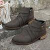 Pointed Toe Woven Martin Boots Women's Winter 2025 New Thick Heel Vintage Side Zipper Plus Size Booties