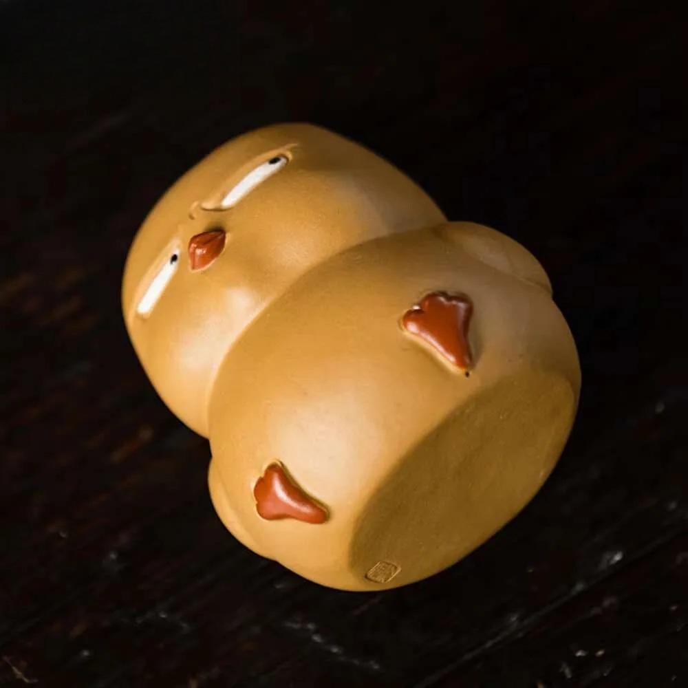 Yixing Zisha Little Bird Yellow Duck Tea Pet Retro Exquisite Miniatures Tea Figurine Statue Tea Ceremony Items Ornaments
