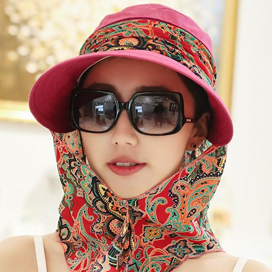 Hat Women's Summer Foldable Summer Sun Hat Outdoor Cycling Big Edge Face Cover Sun Hat