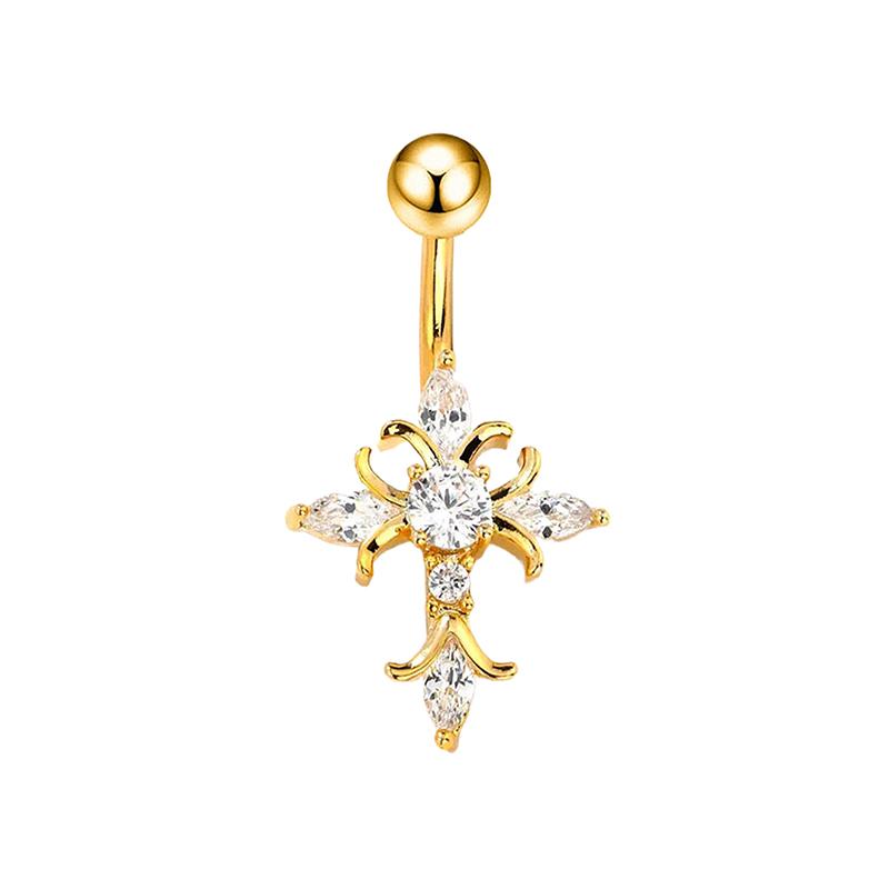 Christian Cross Navel Piercing Jewelry 14G Titanium Barbell Woman Man Religious Accessories Gold Silver Color Belly Button Rings