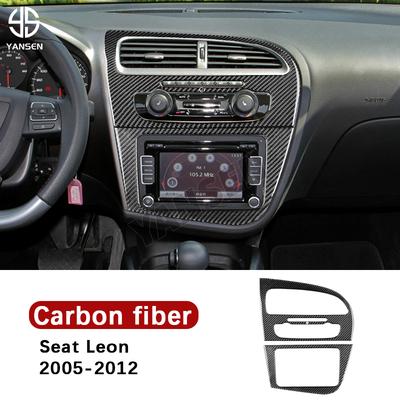 Bzdf9 Car Instrument AC CD Panel Carbon Fiber Sticker For Leon 2005 2006 2007 2008 2009 2010 2011 2012 Interior Accessories