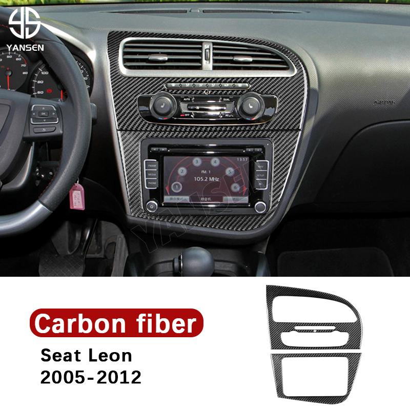 sdbn7 Car Instrument AC CD Panel Carbon Fiber Sticker For SEAT Leon 2005 2006 2007 2008 2009 2010 2011 2012 Interior Accessories
