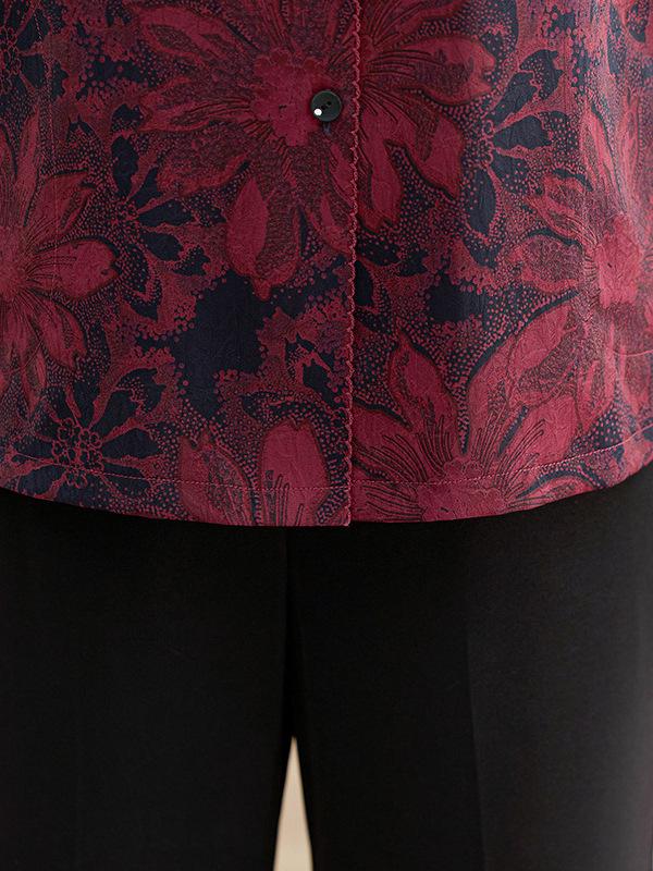 Women's Loose Floral Print Lapel Shirts for Spring and Autumn: Long-Sleeved, Plus Size, Suitable for Middle-Aged and Elderly