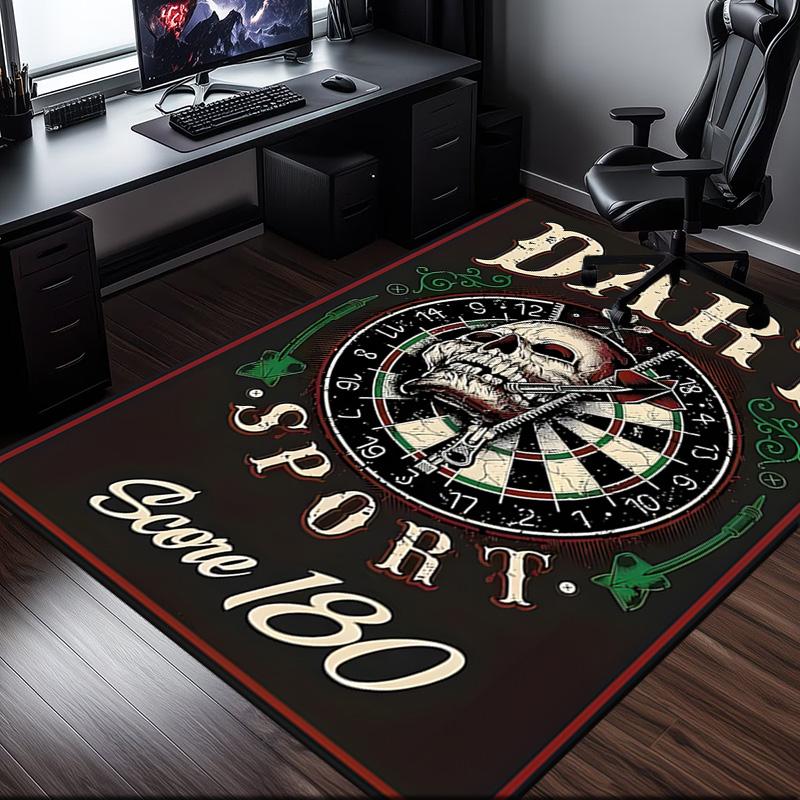 Throw darts Printed Rug Office Carpet Non-Slip Mat, Chair Rug Floor Covering for Gaming, Bedroom, Living Room , Home Decor Christmas Gift