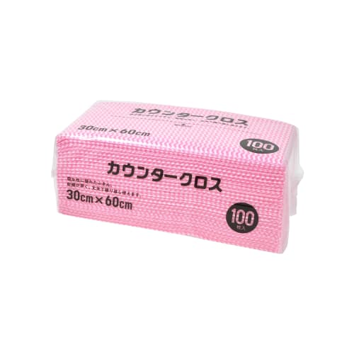Daiwa Bussan Counter Cloths, 100 Sheets, Pink, Approx. 60 X 30 Cm, Disposable Nonwoven Cloths, Table Dusters, Commercial Use