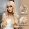 LOUIS FERRE Blonde Long Synthetic Wigs With Bangs Light Blonde Natural Straight Wig for Women Daily Cosplay Heat Resistant Hair
