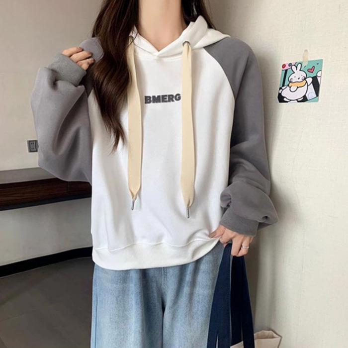 Women's Retro Embroidered Letter Hoodie: Chic, Loose-Fit, Versatile Top for Spring/Autumn
