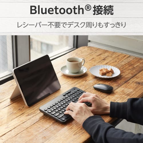 ELECOM Wireless Keyboard Bluetooth Membrane Type Compact 2-Connection Switch Equipped with Caps Lock Function Disable Switch Automatic OS Identificati