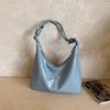 Glossy Faux Leather Hobo Bag for Women with Knotted Handle Soft Shoulder Bag for Everyday Use Casual Outings