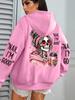 Parla Costoso Stampa Divertente Felpa con Cappuccio da Donna Pullover Larghi Multicolore Pile Autunno Abbigliamento Sportivo Casual con Tasca