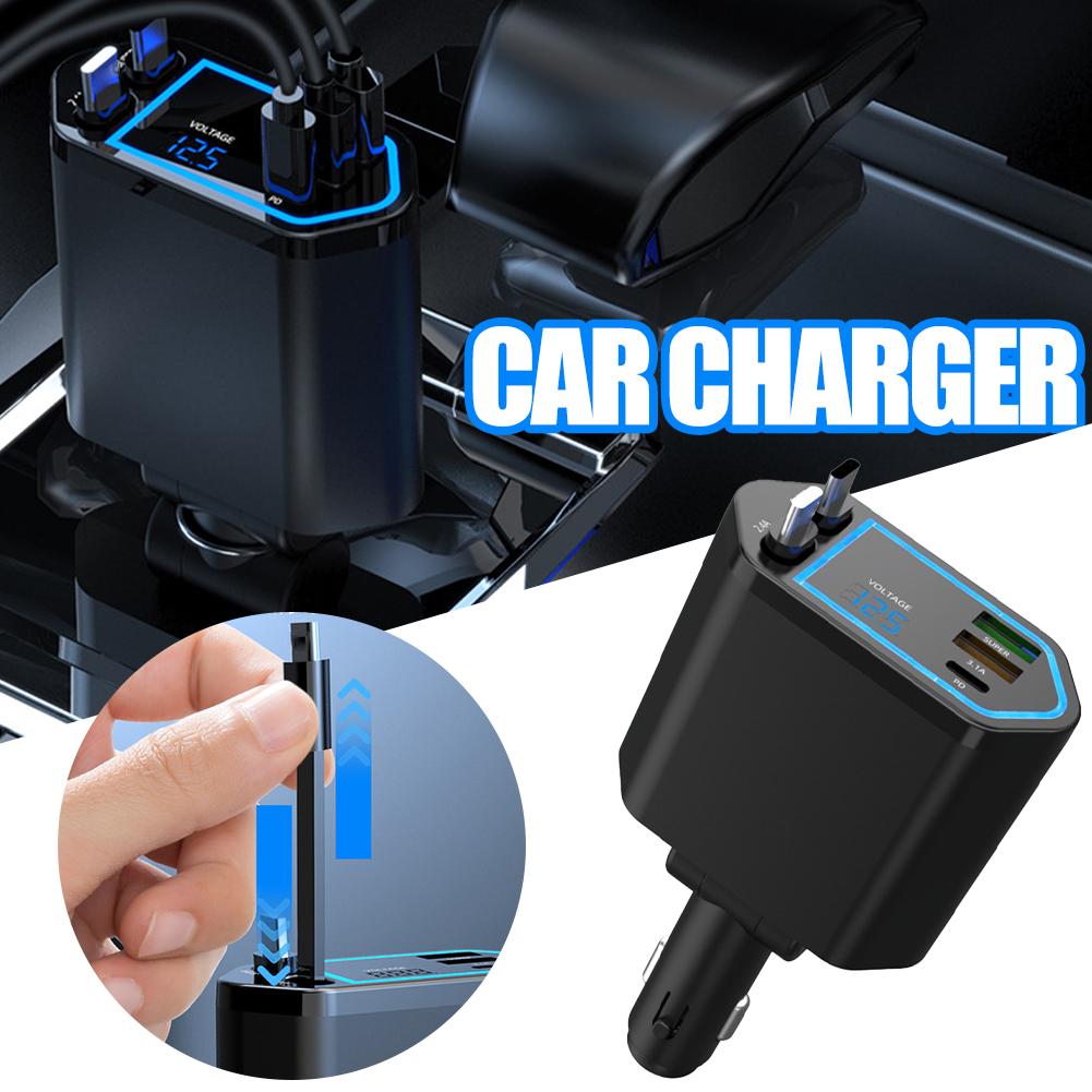 Multi-Port Car Charger With Voltage Display Adjustable Charging Multiple Fast Electrical Direction Car Accessory Device 5-O J1D3