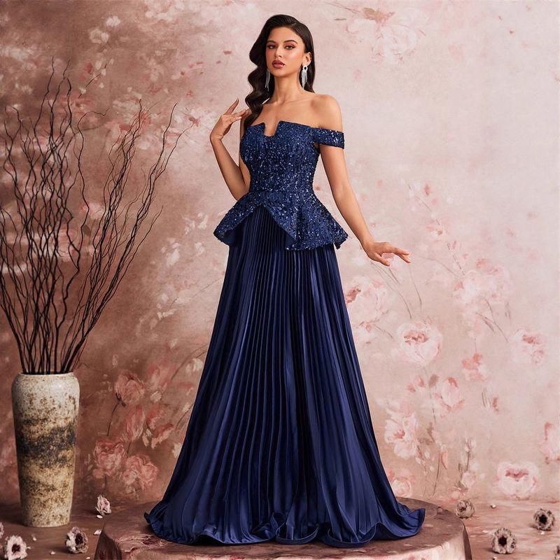 Sexy Birthday Party Wedding Long Dress Bandage Dress Bandage Dress Sexy Wedding Navy Blue XS