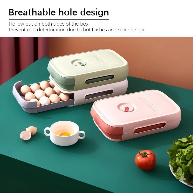 Drawer Type Egg Storage Box Refrigerator Storage Box Fresh Keeping Box Dumpling Box Household Eggs Holder Food Storage Kitchen