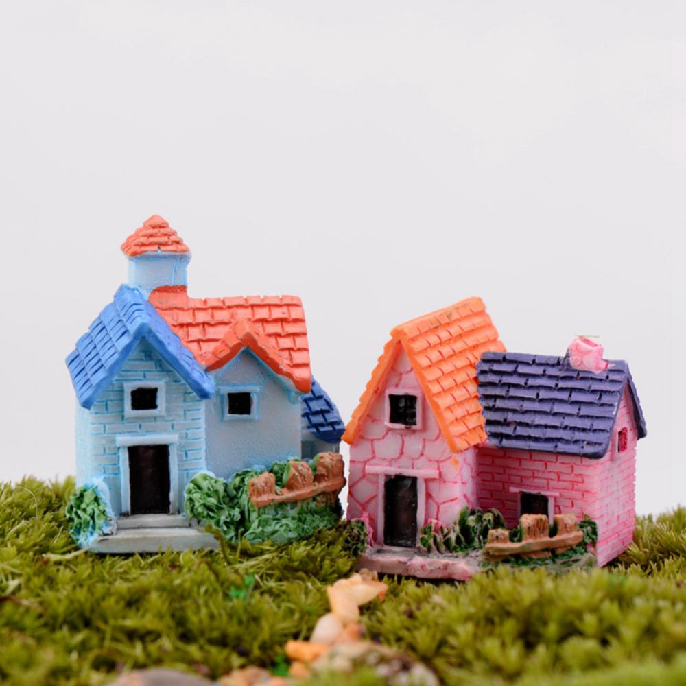 1~10PCS Mini Castle Small House Fairy Garden Miniatures Terrarium Figurines Crafts Figure Moss Ornament Micro Landscape