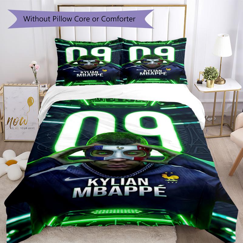 Set de așternut Mbappe Respirabil Huse de pilotă cu fețe de pernă Lenjerie de pat decorativă pentru dormitor Decorare casă Cadou de ziua de naștere