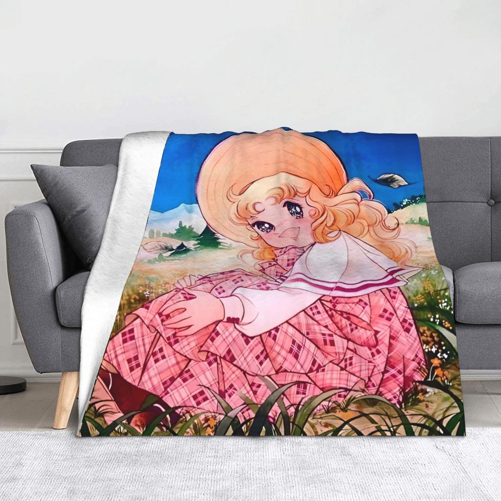 Anime Candy Candy Blankets Fleece All Season Kawaii Cute Girl Flowery Multi-function Thin Throw Blanket for Bed Office Quilt