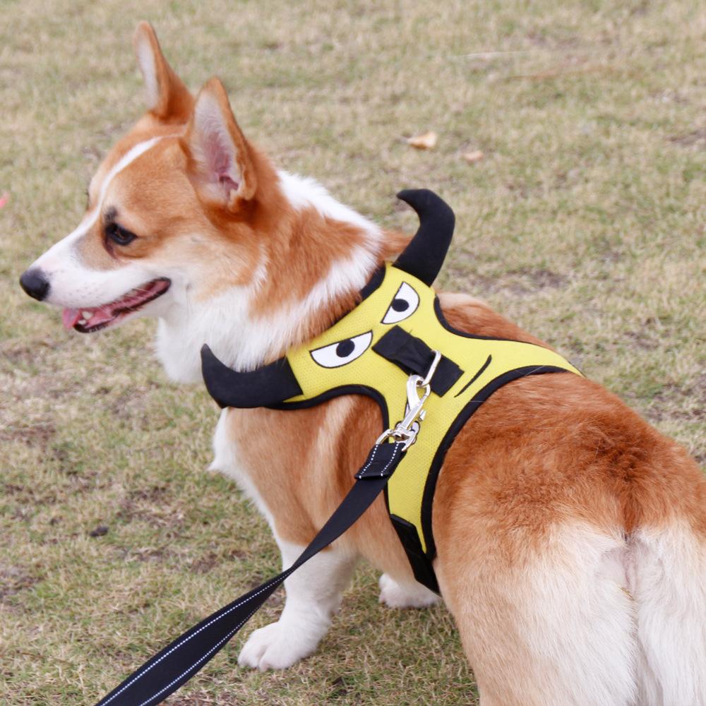 Corgi Dog Chest Back Small Dog Adjustable Anti-Break Free Strap Nylon Pet Leather Set