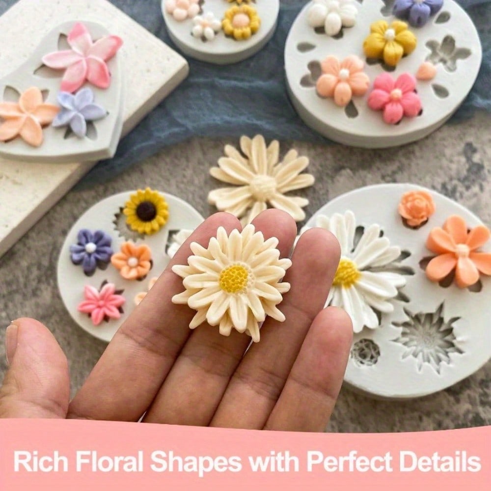 Non Stick Daisy Flower Silicone Mold Chocolate Fondant Soap Resin Ice Cube Jelly Baking Cake Decoration DIY Handmade Crafts