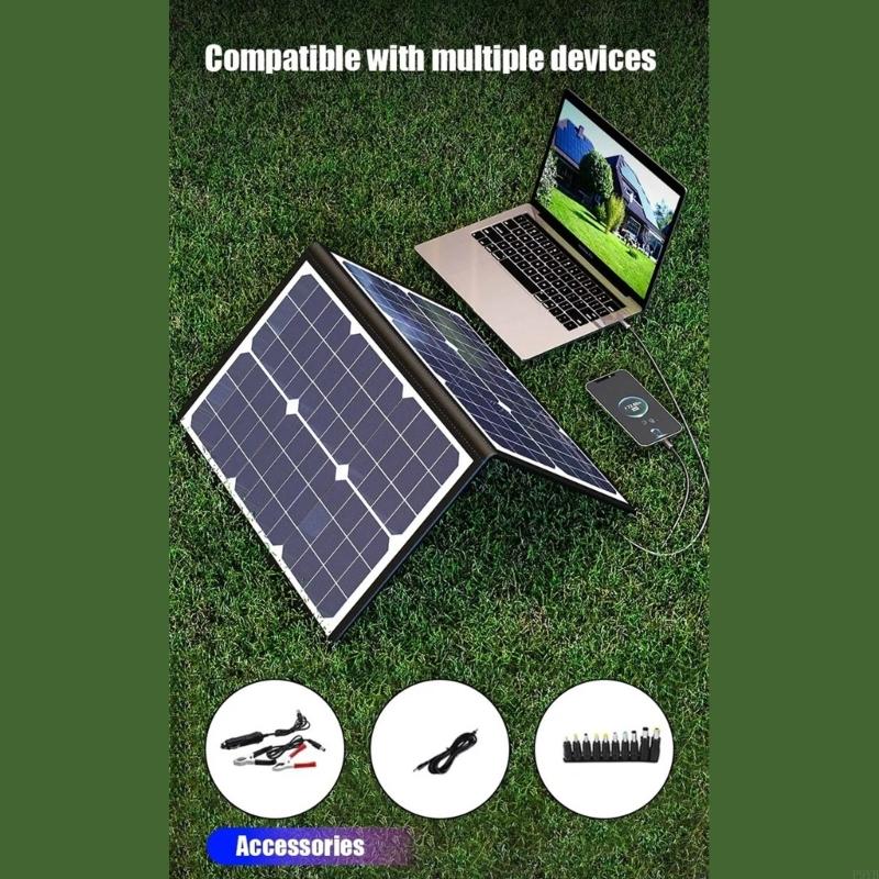 40W Folding Solar Panel Portable Power Supply Outdoor Solar Cell Plate For Camping Emergencies Charging P9YB