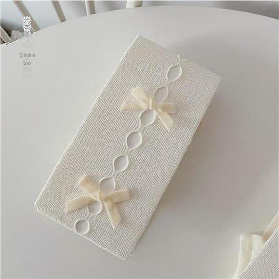 

Y2K Белые банты ажурные чулки, сладкий стиль Лолиты, весна/осень черные шелковые колготки бежевый