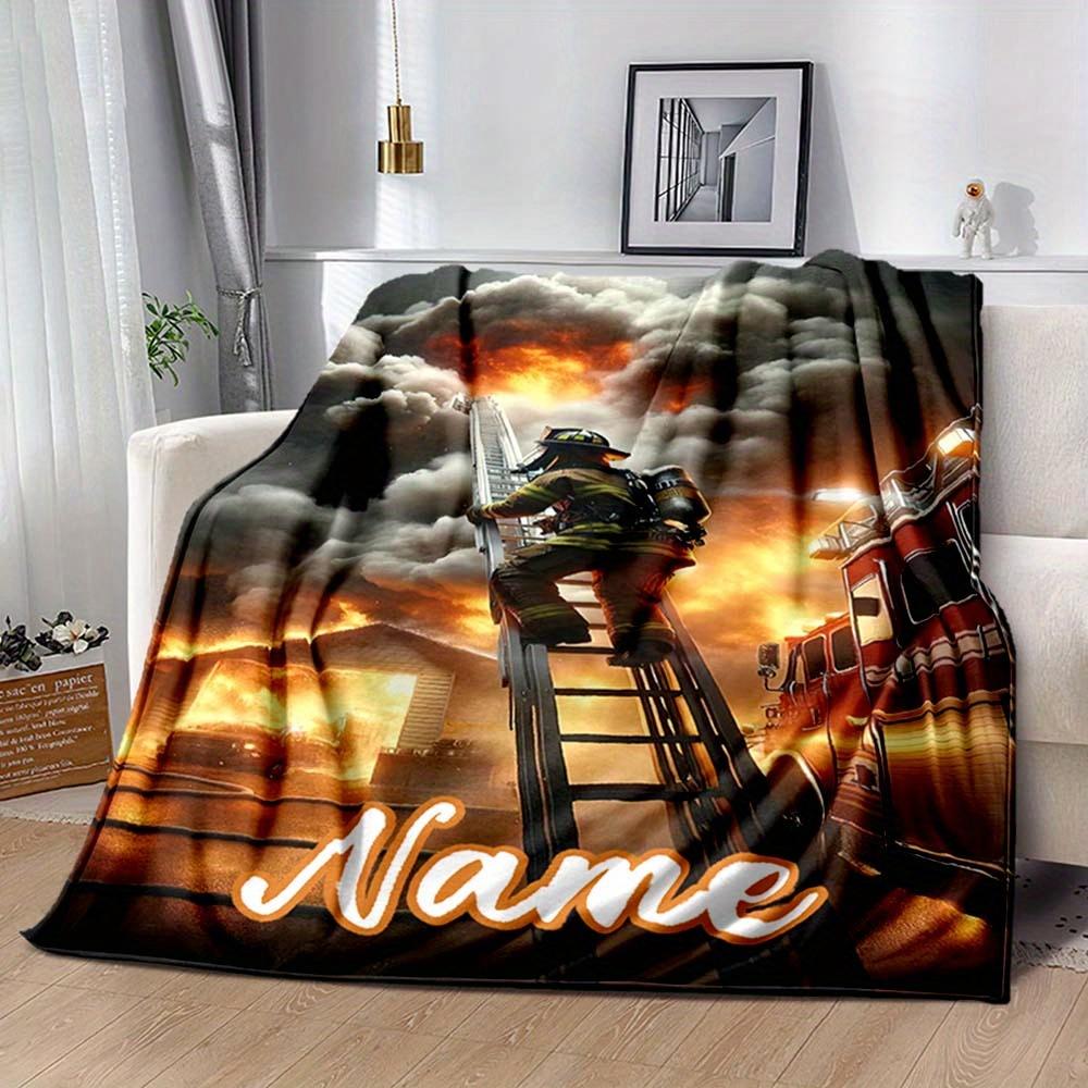 Firefighter Customize Your Name Blanket Warm Comfortable And Soft Blankets Are Suitable For Home Lunch Break Blanket Office Sofa Sofa Gift To