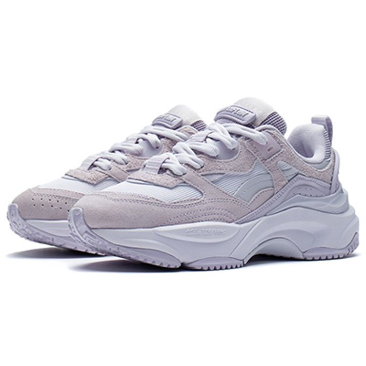 Li Ning CF Series Rebound Trend Sports Casual Shoes Women Sneakers Gray Purple AGLS040-4