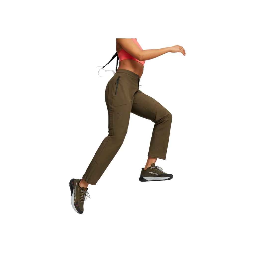 Puma Comfortable Breathable Sports Zipper Straight Leg Casual Pants Women pants Olive-Green 522584-62