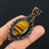 Tiger Eye, Garnet Handmade Copper Wire Wrap Pendant 2.76" I1b67