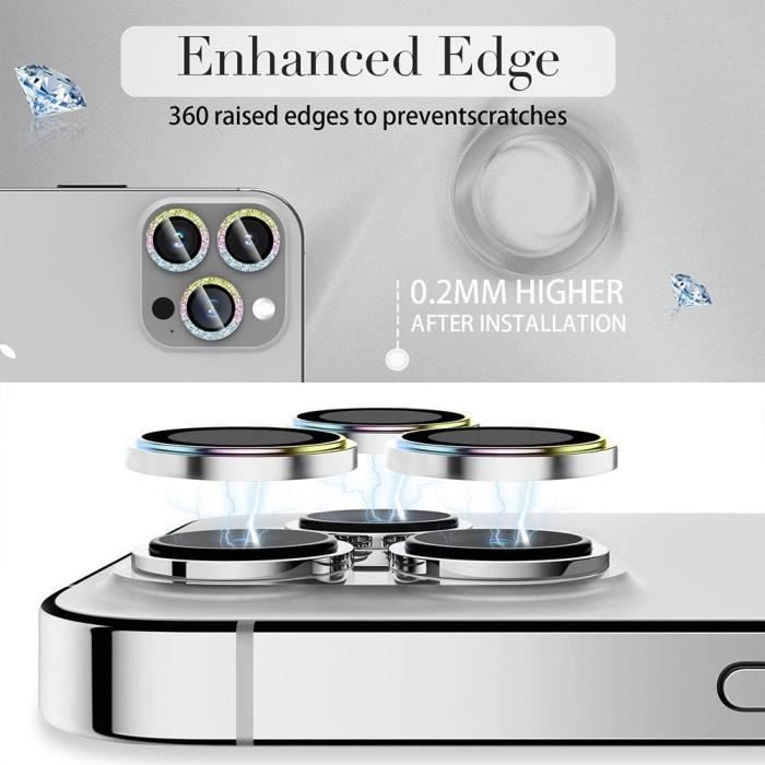 Kameraschutzfolie - für iPhone 13 Pro - 13 Pro Max - Kratzfestes gehärtetes Glas - Aluminiumrahmen