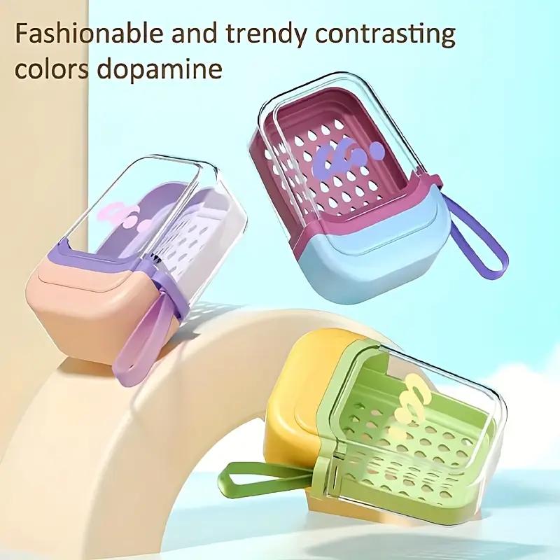 Portable Soap Box Travel Mini Soap Box Sealed Drain with Lid Soap Box Transparent Light Luxury High-end