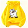 Cool Cat Print Hoodie Unisex Autumn Winter Cotton Sweatshirt Streetwear Fashion Top 2026 New Trendy Graphic Pullover for Teens