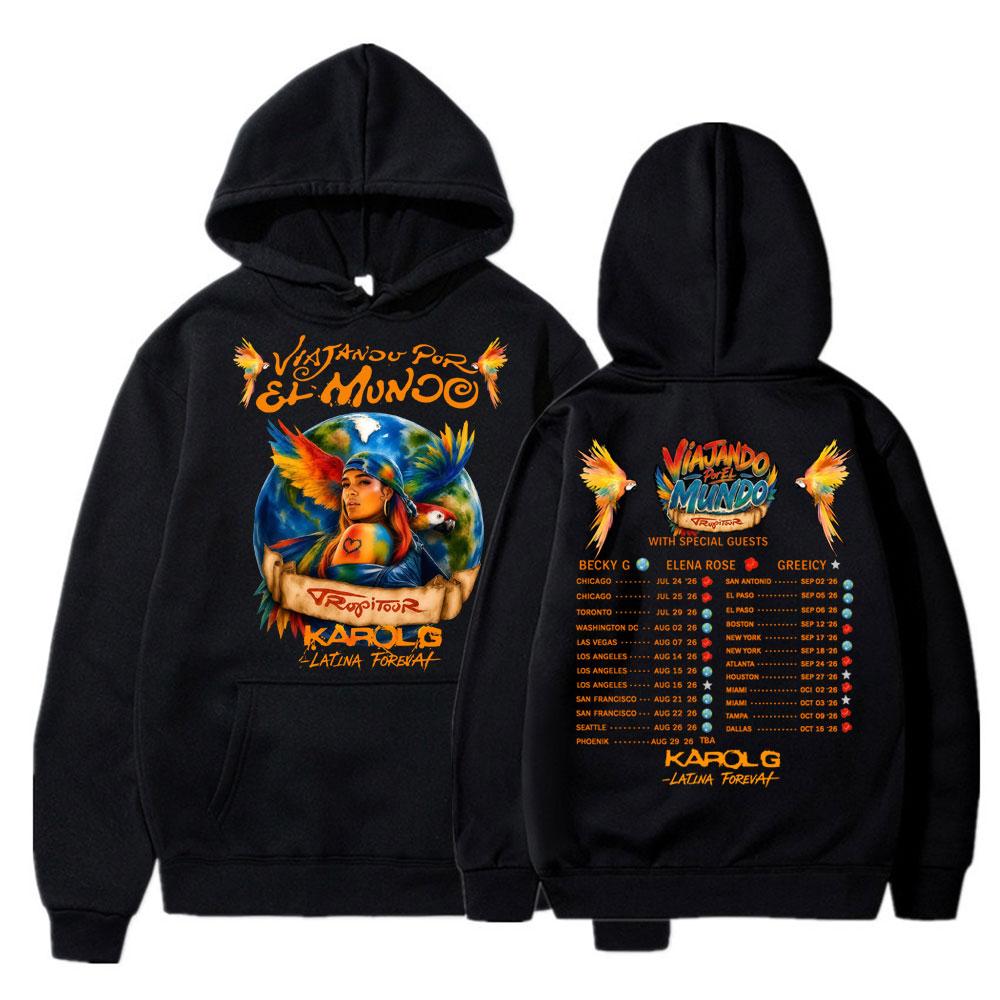 Karol G Tropicoqueta Tour Album Hoodies Men Women Fashion Popular Music Tracksuit Casual Fleece Sweatshirt Streetwear