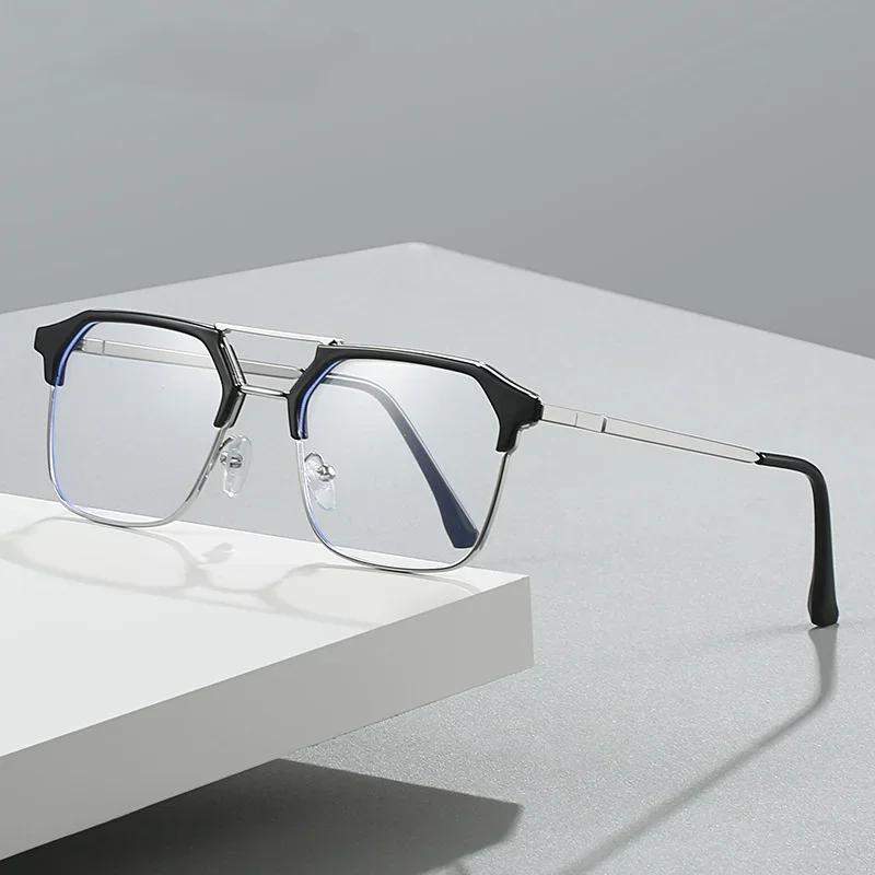 Women Stylish Reading Glasses Fashion New Anti-blue Light Computer Glasses Double Beam Square Frame Eyeglasses 0+1.0+1.5+4.0