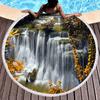 Natural Scenery Waterfall Print Round Beach Towel,Microfiber Comfortable Beach Blanket,Absorbent Quick Dry Pool Towel Picnic Mat