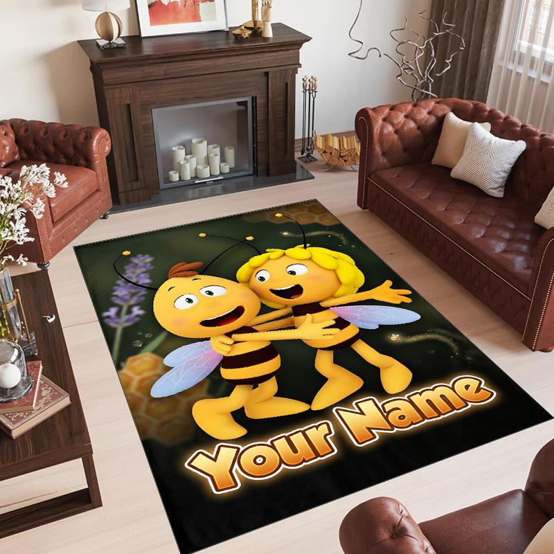 Personalized Crystal Velvet Carpet Custom Name Text,Bing Bunny Anti Slip Area Rug For Home Decoration