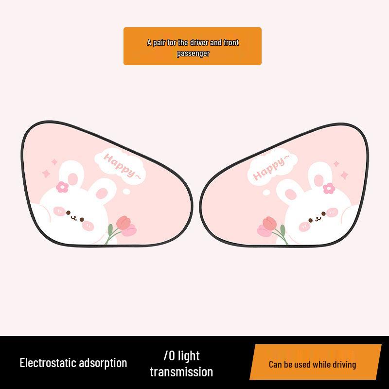 Cartoon Car Sunshade - Cute Electrostatic Heat Insulation Blocker for Summer