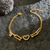 Stainless Steel Vintage Retro 18K Gold Plated European Jewelry for Women Waterproof Heart Horseshoe Fashion Charm Bracelets