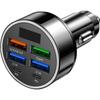 6 In 1 Multi Port PD Car Charger 12-24V With Digital Display 4USB + 2PD Car Charger Fast Charging Adapter For IPhone