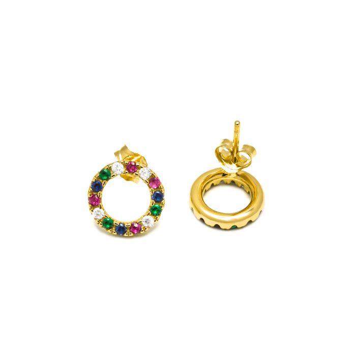 Boucles d'oreilles - Luxenter - Machi - Argent 925 - Zircon multicolore - Or jaune 18K
