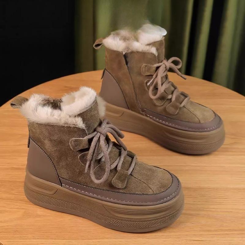 High-end Ankle Snow Boots for Women's Flats Platform Fashion Suede Shoes Winter Sport Sneakers Warm Designer Comfort Mujer Botas