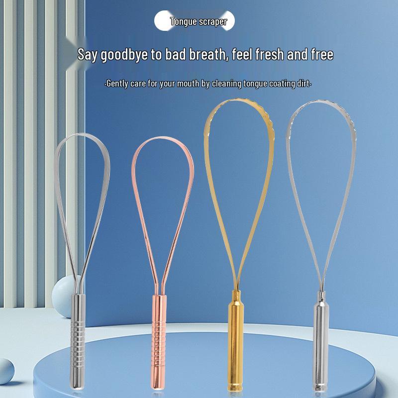 Stainless Steel Single-Handle Tongue Scraper for Oral Hygiene