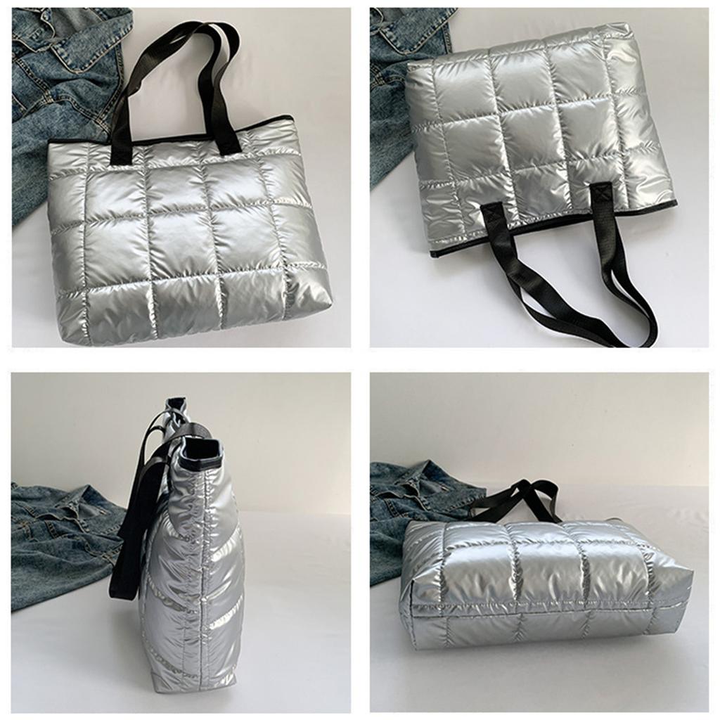 Large Puffy Shoulder Bag Filled Cotton Soft Padded Winter Handbag Women Pillow Shopper Bag for