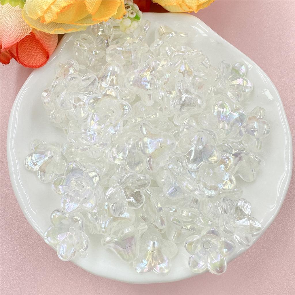 Earrings Beading Neclace Bracelet Handcrafted Beads Caps DIY Flower Acrylic 200Pcs 12*6.8mm Jewelry Making Loose Beads Morning Glory  Accessories