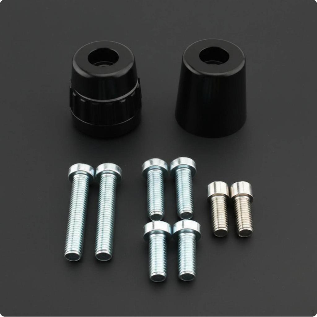 Motorcycle Handlebar End Plug with Mounting Screws Anodized Machined Black