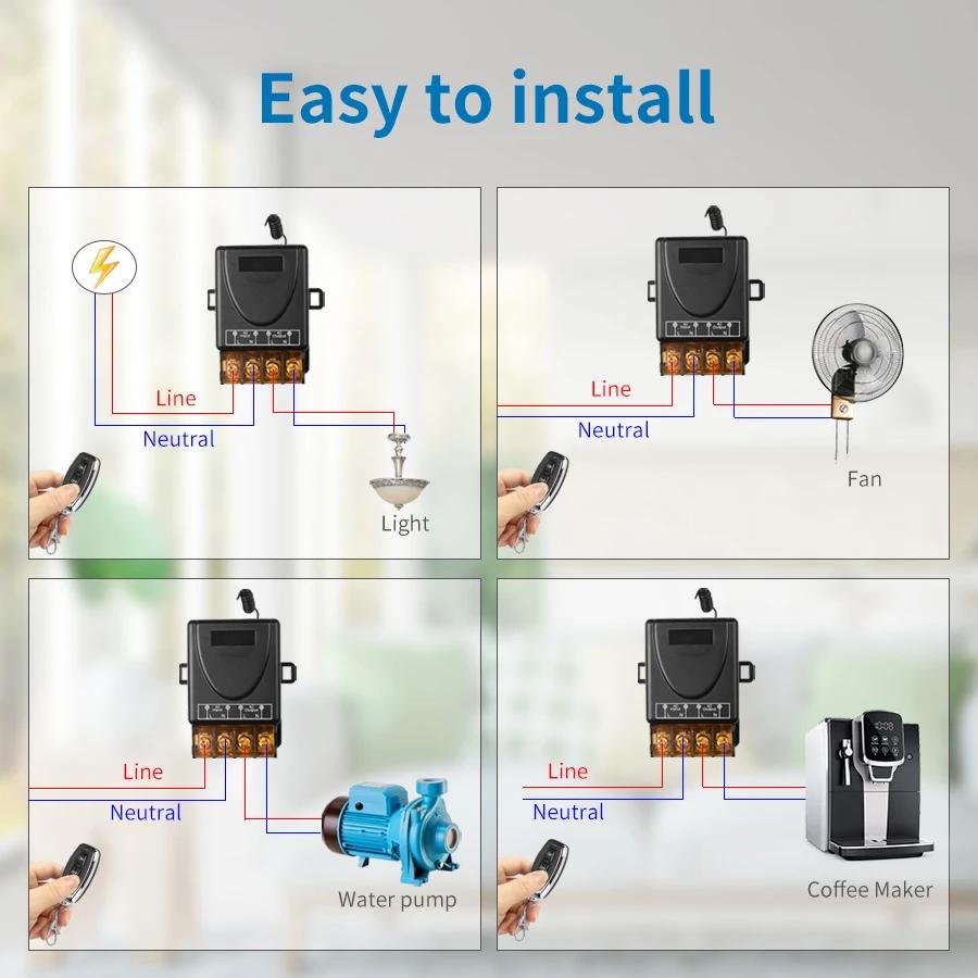 RF433Mhz Wireless Remote Control Switch 12V 24V 220V 110V Relay Receiver Transmitter for Water Pump Motor LED Electric Appliance